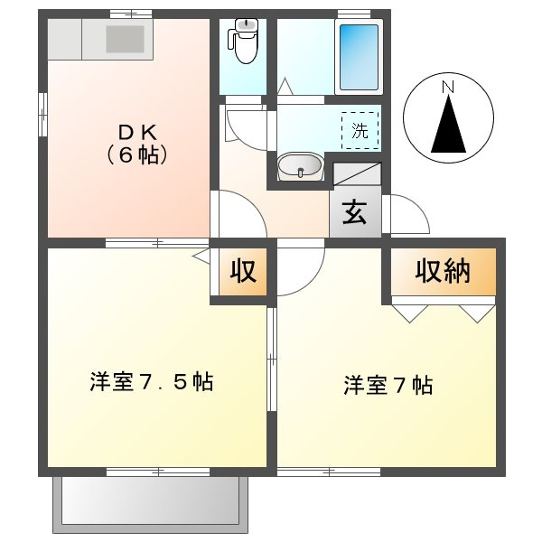 倉敷市児島稗田町のアパートの間取り