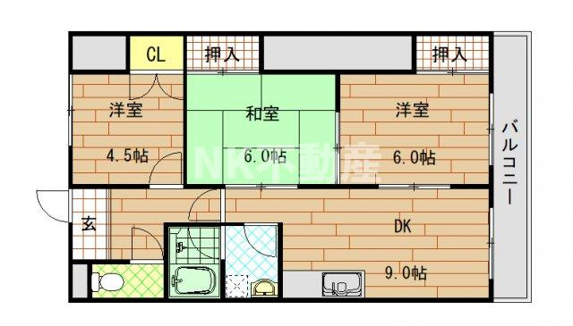 【間取り】 | 日下グランドハイツ（石切賃貸） | 間取りです