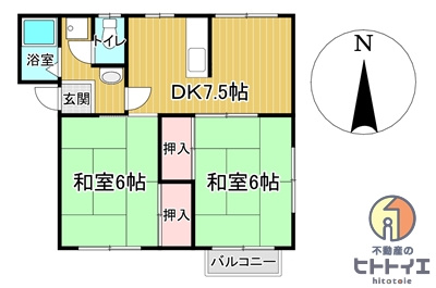 グリーンヒル龍ケ原の間取り|2DKです