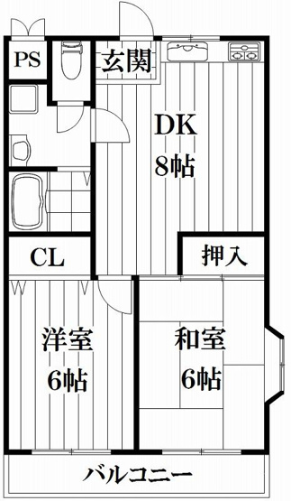 【間取り】 | フローラルハイツ | 出窓なし