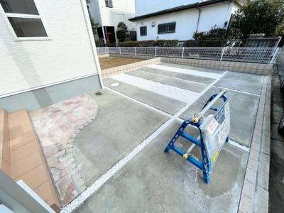 【駐車場】 | 我孫子市布佐第4-1号棟（北西角地・駐車2台・お庭） | １号棟　祝完成　即日見学も承ります。