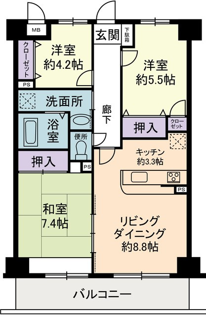 反転した間取りになります。