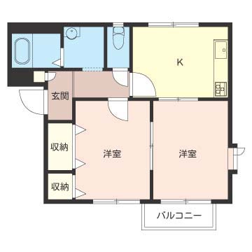 エステート宮久保Ｄの間取り|使いやすい振り分けタイプのお部屋です♪