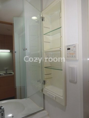 【収納】 | パークフラッツ江坂 | 独立洗面台には、嬉しい収納棚があります。