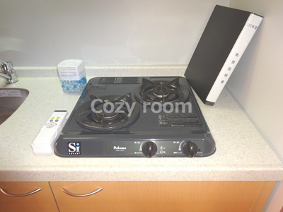 【キッチン】 | パークフラッツ江坂 | ガス２口コンロ付システムキッチンです。