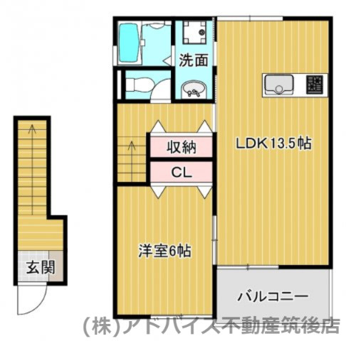八女郡広川町大字一條のアパートの間取り
