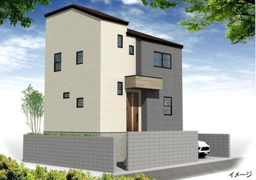 2階リビングに開放感ある吹き抜けのあるお住まい♪の外観パース|2階リビングに開放感ある吹き抜けのあるお住まい。