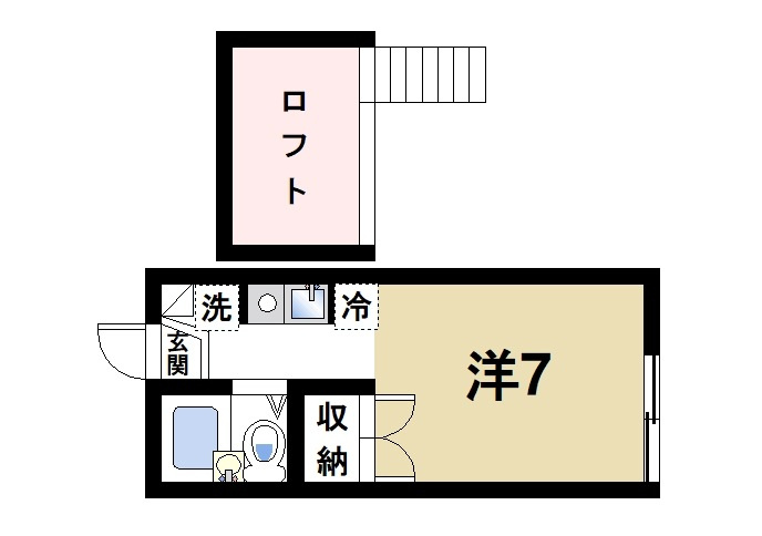 パレスナップの間取り|お一人暮らしにピッタリの1Ｋのお部屋です。