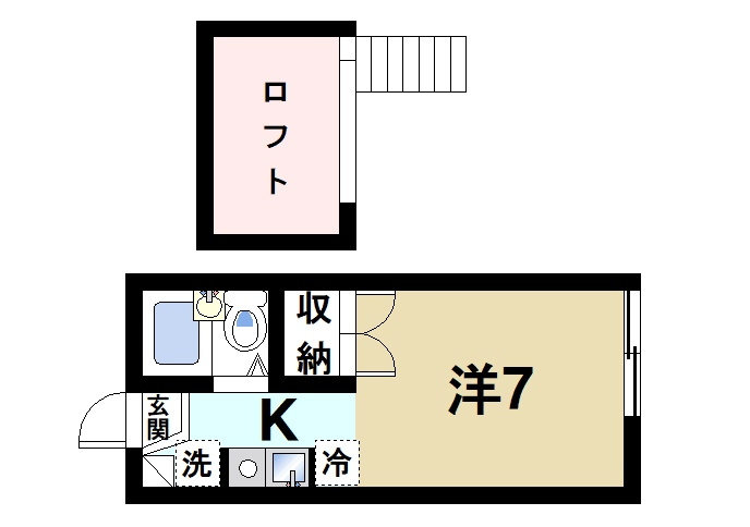 パレスナップの間取り|お一人暮らしにピッタリの1Ｋのお部屋です。