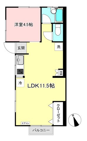 【間取り】 | 金光ハイツ | リノベーション済みの1LDKタイプ！キレイなお部屋に住みたい方におすすめです♪なんと言っても最上階・角部屋・全室二面採光なのが嬉しい♪