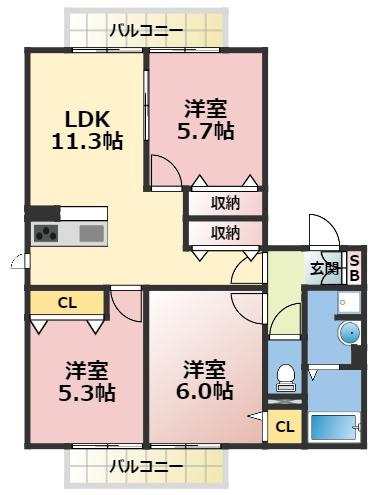 Campagne　B （カンパーニュ）の間取り