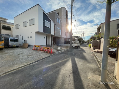 【前面道路含む現地写真】 | 千種区城木町 全2棟　1号棟＜仲介手数料無料＞春岡小・若水中　新築一戸建て | 9/7撮影
新築一戸建ての事ならマックスバリュ川原店で住まい相談、株式会社エムワイホームにお任せください！