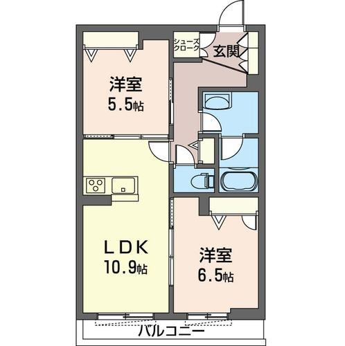 【間取り】 | crescente pal【SHM】 | お部屋はカップルさんや新婚さんに人気の2LDKタイプ♪