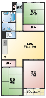 【間取り】 | 夢野ハイタウン3号棟