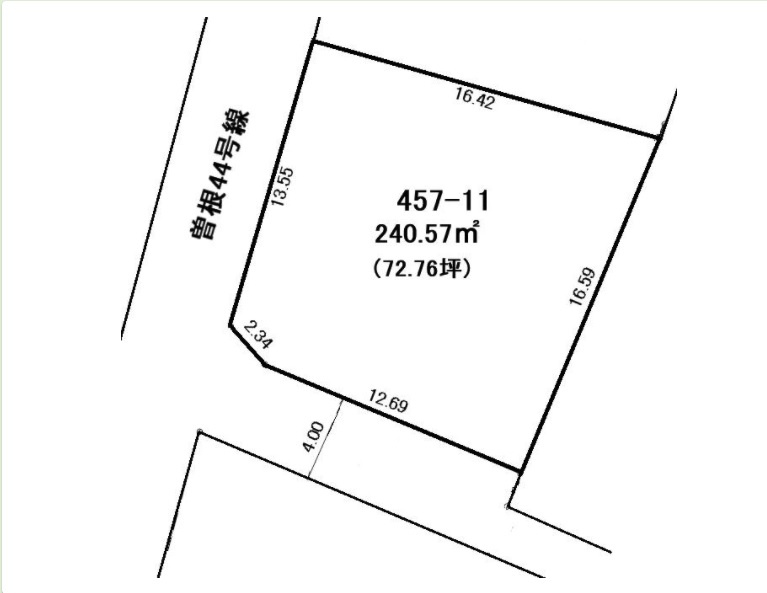 高砂市曽根町　土地の土地図|約72.76坪です。