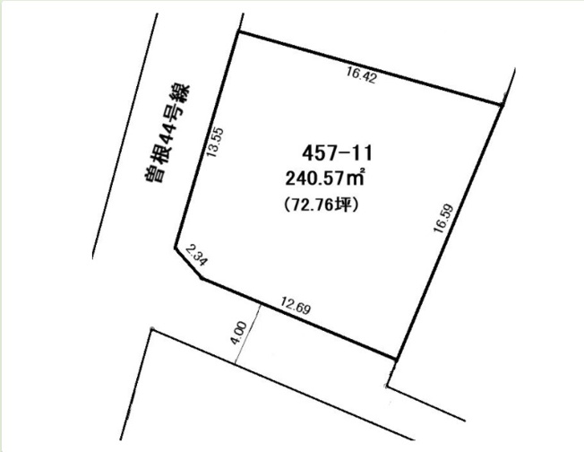 【土地図】 | 高砂市曽根町　土地 | 約72.76坪です。