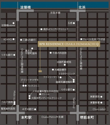 【地図】 | BPRレジデンス大阪本町Q
