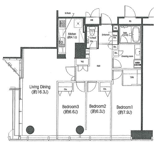 港区浜松町１丁目の賃貸マンションの間取り