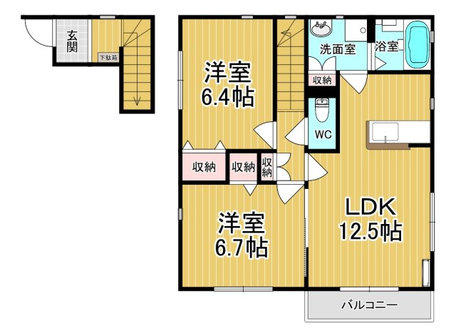 【間取り】 | フェリオ常盤C | カップルさんにオススメのお部屋です♪