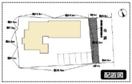 伊勢原市日向　中古戸建　201.22坪の区画図|診療所併設の２世帯型住宅。カースペース広々！