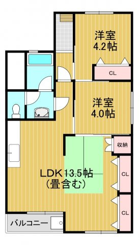 泉ヶ丘コーポラスＢ棟の間取り