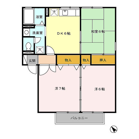 熊本市北区楡木２丁目のアパートの間取り