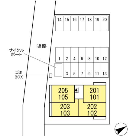 熊本市北区清水新地３丁目のアパートの区画図