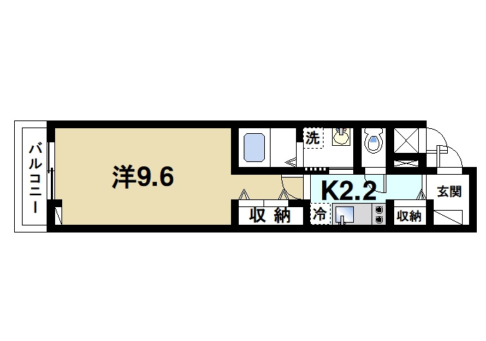 ガーデン・ヴィラ　サンサンの間取り|1Kのお部屋です