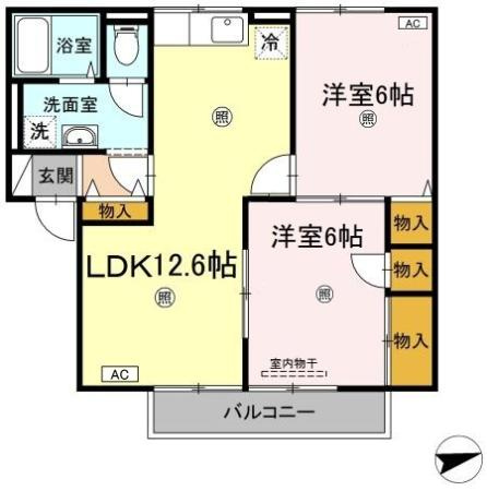 エスポワール米原A棟の間取り