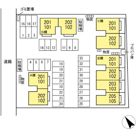 ヴィラ西福原A棟の区画図
