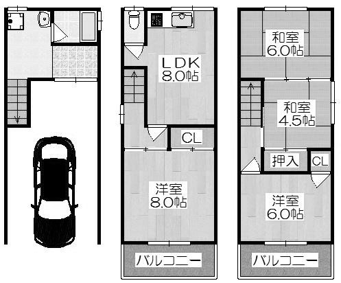 南野口町　中古一戸建ての間取り