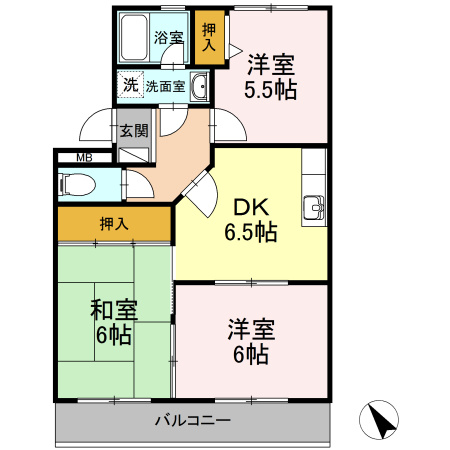 【間取り】 | サンヒルズ鷹丘A