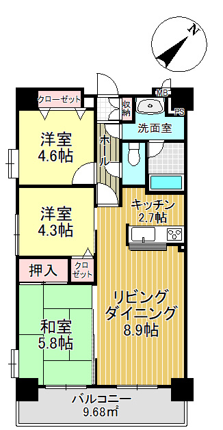 【ライオンズシティ三郷】オーナーチェンジの間取り|間取図：三郷新築ナビで検索