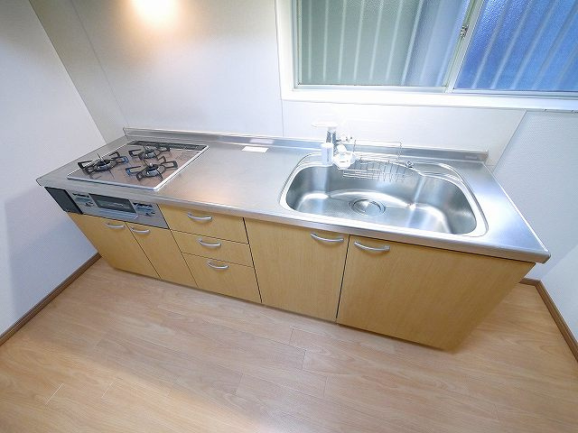 南紀寺町5丁目貸家のキッチン|３口コンロのシステムキッチンです