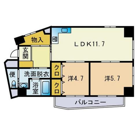 セレソン大濠の間取り|セレソン大濠（2LDK）間取り