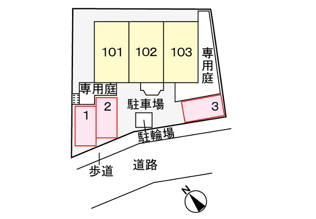エレガンテ五番館の区画図|駐車場