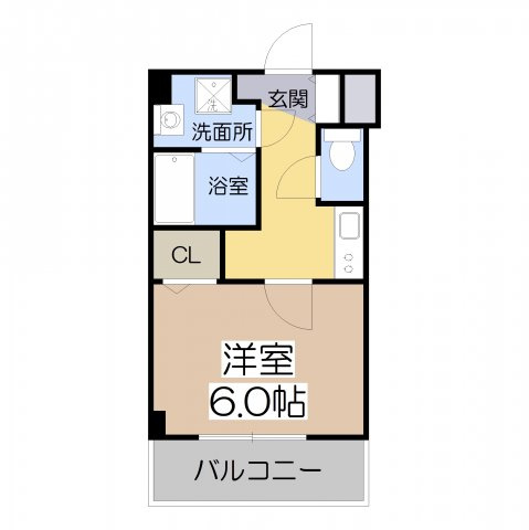 【間取り】 | グランパシフィック松虫通 | グランパシフィック松虫通　1K　21.3㎡