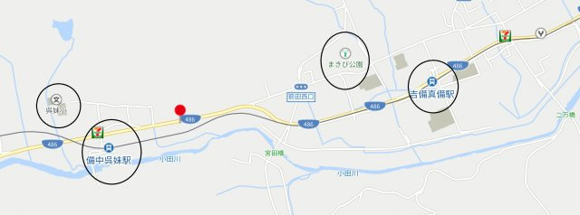真備町尾崎　売地の地図