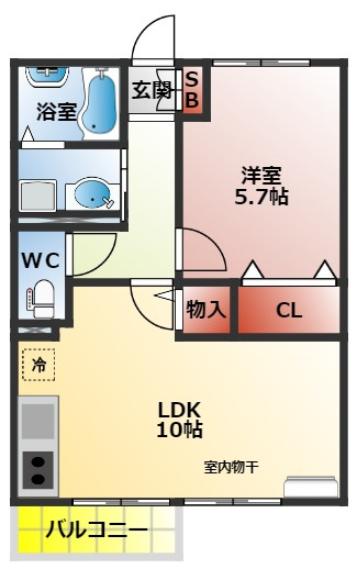 プレジールⅠの間取り|１ＬＤＫの間取り
