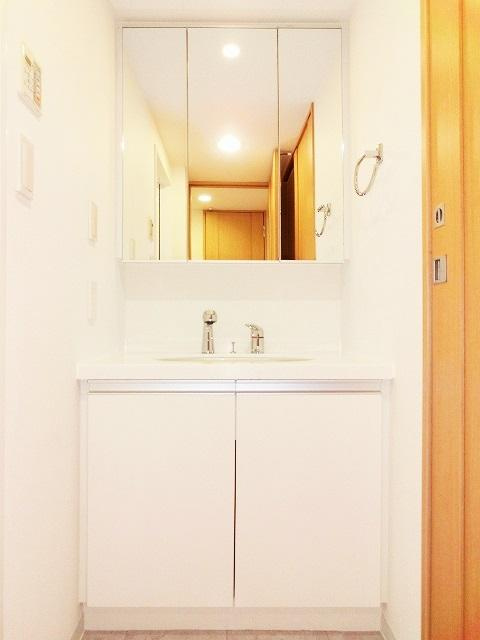 RESIDIA御茶ノ水の洗面所|三面鏡付ハンドシャワー付独立洗面室