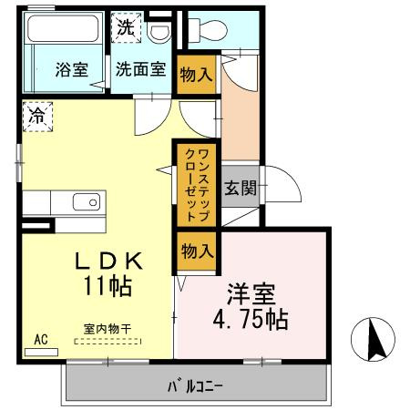 熊本市中央区大江５丁目のアパートの間取り