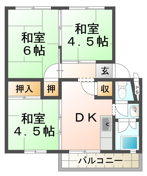 東垂水(3)1号棟の間取り