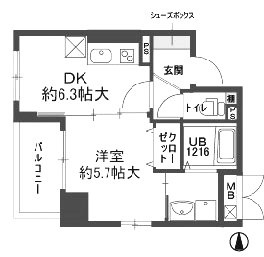 大阪市中央区松屋町住吉の賃貸マンションの間取り