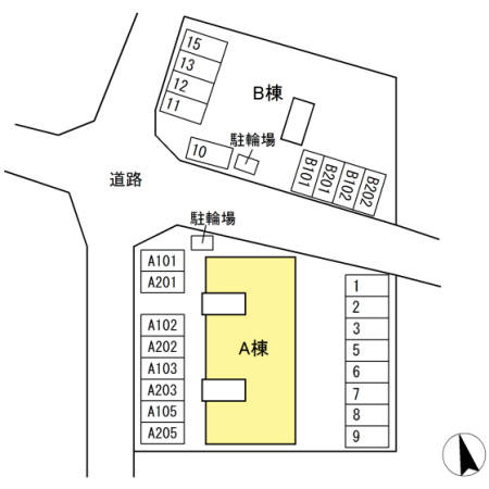 Newプレジール倉敷A棟の区画図