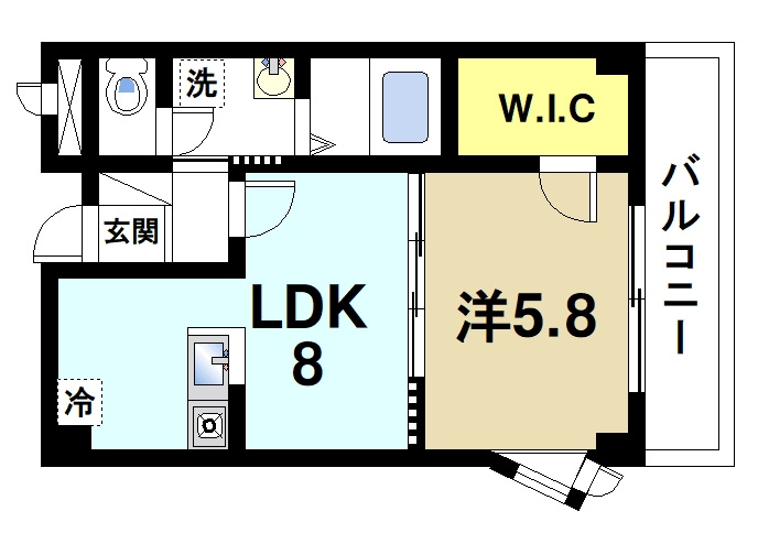 アンソレイエ　（前裁町）の間取り|1LDKです