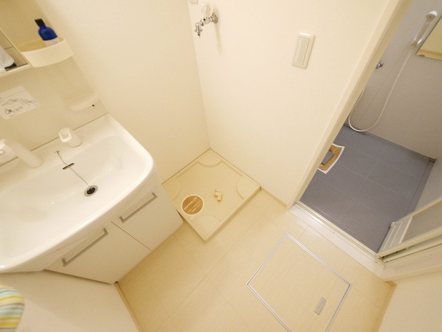 タウン ビビ　Ｂ棟の洗面所|明るい洗面所です