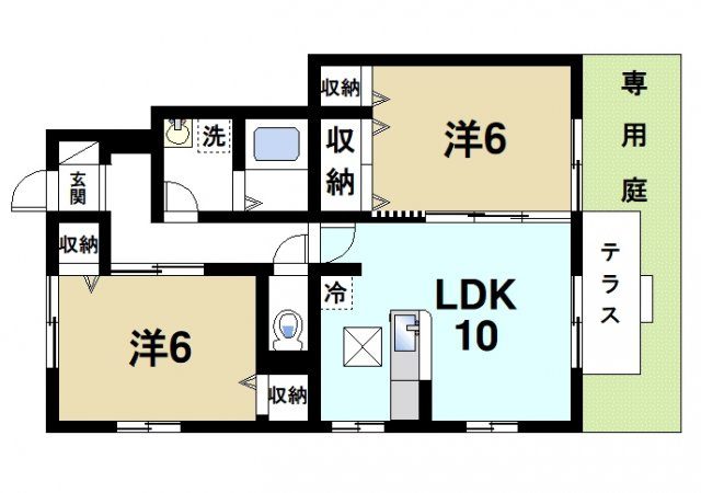 タウン ビビ　Ｂ棟の間取り|2LDKの間取り