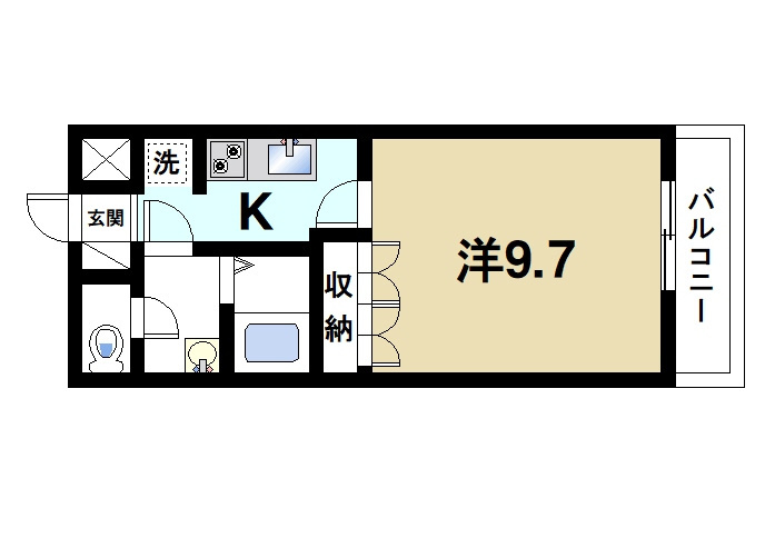 プランドール大和の間取り|1Kのお部屋です