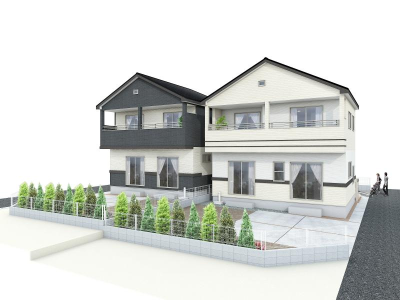 ブルーミングガーデン　岡山市北区一宮の外観パース