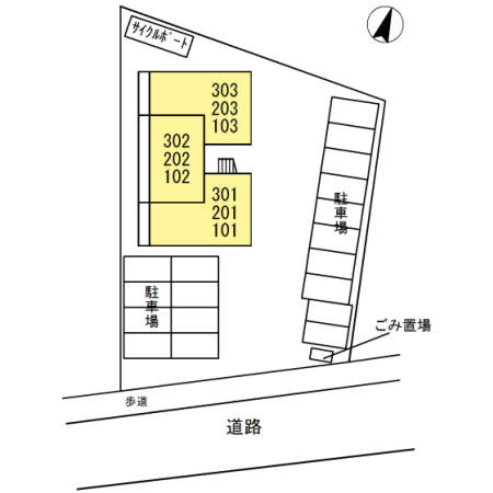 熊本市東区戸島西４丁目のアパートの区画図